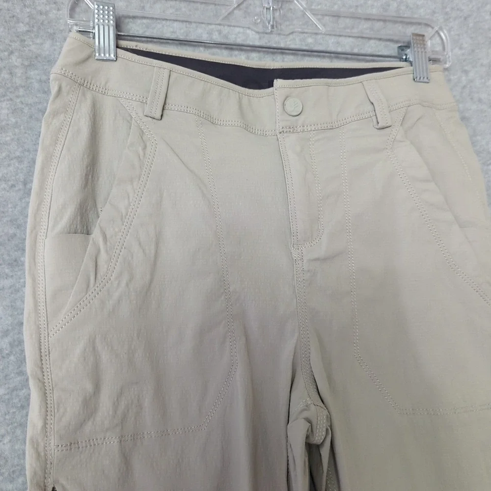 Coolibar Highlander Hiking Pants Women's 6 Beige UPF 50 Zip Pockets Stretch Gorp